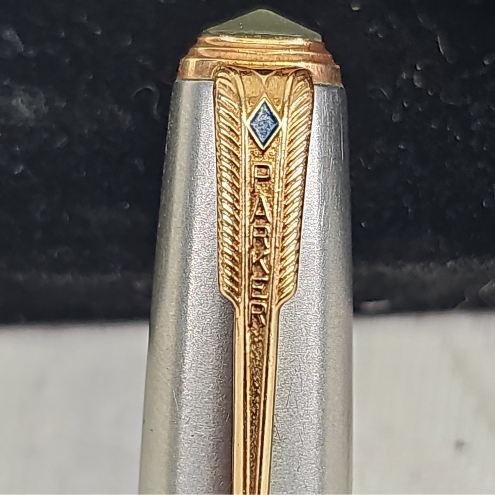 Rare Fountain Pen Parker 51 Vacumatic Blue Diamond in brown Resin & Gold Pl. - Picture 6 of 12